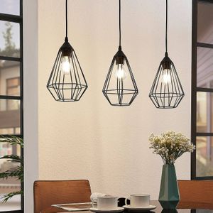 Lindby Hanglamp Elda met kooien, langwerpig, zwart