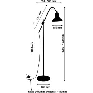 Busch Vloerlamp Winston, kap zwart/wit