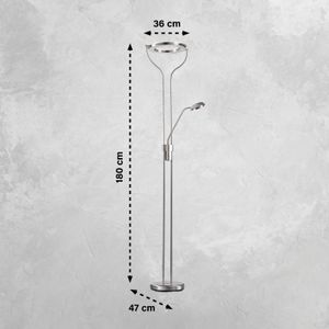 FISCHER & HONSEL Davos LED vloerlamp, nikkelkleurig, hoogte 180 cm, 2-lamps, CCT