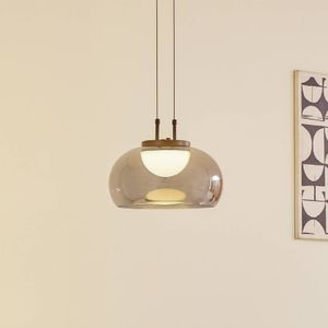 Glazen hanglamp Dain Lucande, alu / grijs / zink, Woon-/ Eetkamer, Glas, Modern, hanglamp