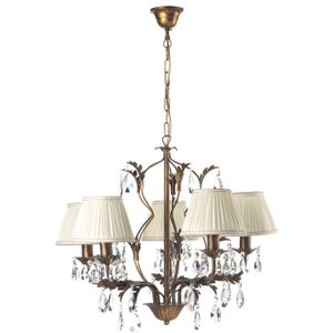Kroonluchter Karen 5-lamps brons ONLI, dimbaar, brons / oud-messing, Woon-/ Eetkamer, Glas