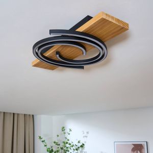 Eco-Light Plafondlamp Rifia, bruin, lengte 50 cm, hout