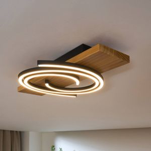 Eco-Light Plafondlamp Rifia, bruin, lengte 50 cm, hout