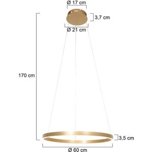 Steinhauer LED hanglamp Ringlux, Ø 60 cm, 2-lamps, goud
