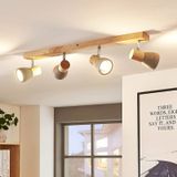 Lindby Spot Filiz van hout en beton, 4-lamps