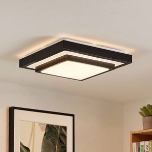 Lindby - LED plafondlamp - ijzer, aluminium, kunststof - H: 10 cm - mat zwart, wit