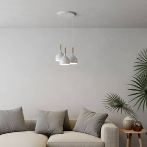 Luminex Noak hanglamp 3-lamps rond wit/hout naturel