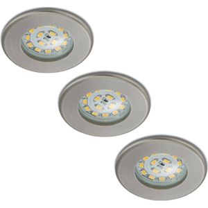 Briloner Set van 3 LED inbouwspots Nikas IP44 nikkel