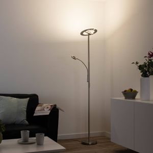 LeuchtenDirekt Staande LED-lamp met Leeslamp - 28 W - Staal