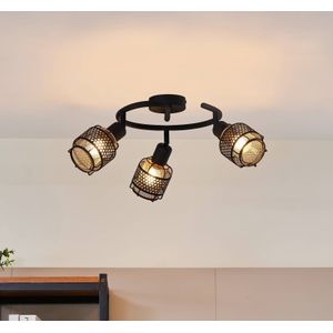 Lindby Eudoria plafondlamp 3-lamps zwart/goud