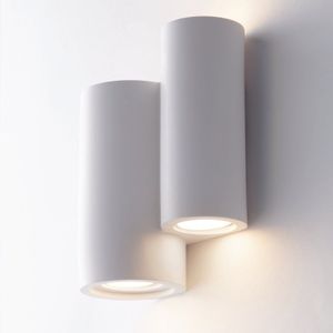Eco-Light Wandlamp Banjie van gips twee cilinder, wit
