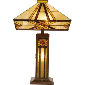 Clayre&Eef Helder verlichte tafellamp Glenys in Tiffany-stijl
