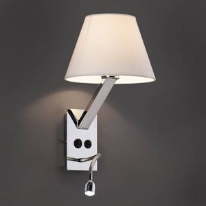FARO BARCELONA Flexibele LED-wandlamp Moma-2 met leeslamp wit