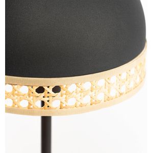 Lindby - Lonnaris - Tafellamp - Zwart - Metaal en Rotan