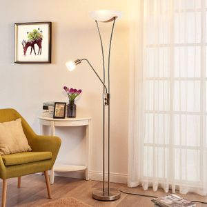 Lindby Felicia uplighter met leeslamp, nikkel