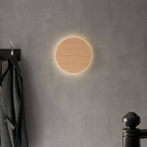 Envostar Luna Wood wandlamp, eikenhout, Ø30cm