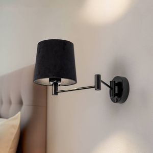 Euluna Wandlamp Solo, kegel, velours, zwart/zwart