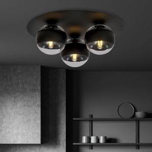 EMIBIG LIGHTING Kenzo plafondlamp, rond, zwart/helder, 3-lamps