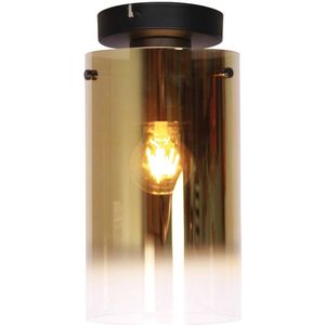 Freelight Ventotto plafondlamp, zwart/goud, Ø 15 cm, glas