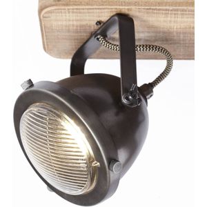 Brilliant Carmen Wood - plafondlamp in industriel 2 lampjes