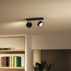 Philips Bracia LED plafondspot 2-lamps, zwart