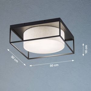 FISCHER & HONSEL Carre plafondlamp 50x50cm stoffen kap wit