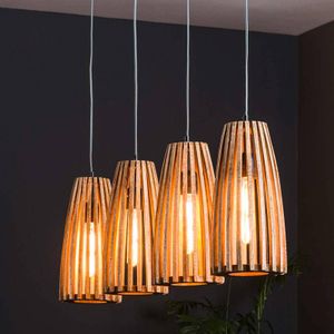 ZIJLSTRA Hanglamp Großbergen van mangohout 4-lamps