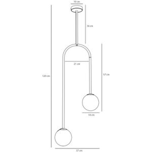 ALDEX Hanglamp Näve, zwart, metaal, glas, 2-lamps