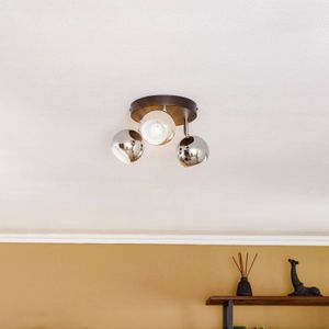 Luminex Cornet plafondspot, 3-lamps rond zwart/chroom