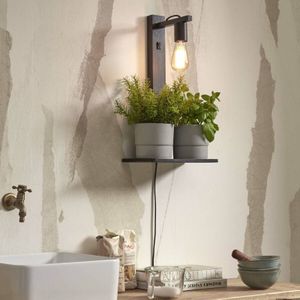 GOOD & MOJO Flores wandlamp met legbord, zwart