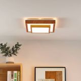 Lindby - LED plafondlamp - 1licht - ijzer, aluminium, kunststof - H: 10 cm - licht hout, wit - Inclusief lichtbron