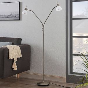 Lindby Vloerlamp Gwendolin, nikkelkleurig, 2-lamps