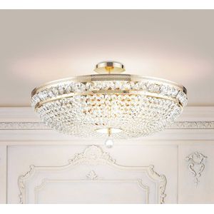 Maytoni plafondlamp Ottilia, Ø 65 cm, goudkleurig, kristal