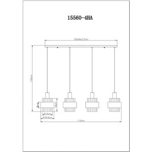 Globo Hanglamp Milley, lengte 110 cm, bronskleurig, 4-lamps