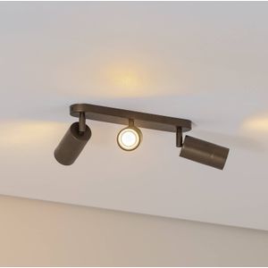 Plafondspot Link, titanium-goudkleurig, lengte 33 cm, 3-lamps. Link Luminex, dimbaar, alu / grijs / zink, Woon-/ Eetkamer, metaal, Modern, halogeen spot