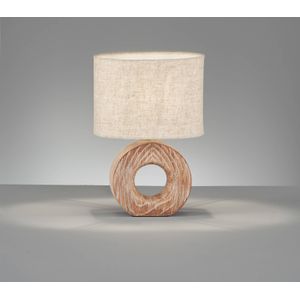 Fischer & Honsel Hanke Tafellamp - Houtkleur - Lampenkap van Linnen - 1 x E14