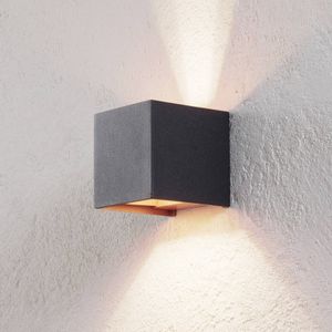 Arcchio Hoekige wandlamp Zuzana, zwart-goud, 2 per set