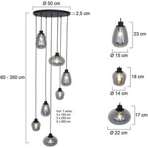 Steinhauer Hanglamp Reflexion, 7-lamps Ø 55 cm