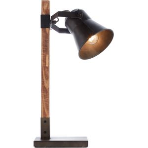 Brilliant Tafellamp Plow, zwart/hout donker