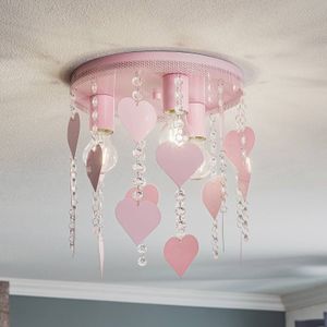Eko-Light Plafondlamp Corazon in roze met hartjes