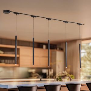 Lindby 48V Lumaro railsystem, pendel, 5-lamps, zwart, dimbaar