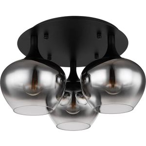 Globo Maxy plafondlamp, rookgrijs, Ø 45 cm, 3-lamps, glas
