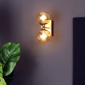 Eco-Light Wandlamp Neptun 2-lamps goud met glasbollen
