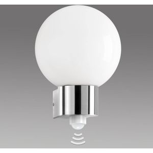 CMD Kekoa buitenwandlamp, glas, roestvrij staal, sensor, Ø 23 cm