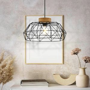 EGLO Hanglamp Padstow met kooikap en houtdetail