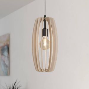 EGLO Bajazzara hanglamp, één kooi kap, zandkleur