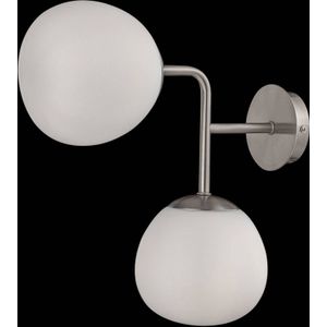 Maytoni wandlamp Erich, nikkelkleurig, glas/metaal, 2-lamps.