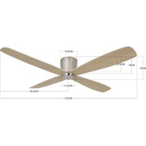Beacon Lighting Plafondventilator Fraser chroom/eiken DC stil Ø 132 cm