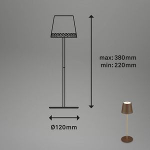 Briloner LED tafellamp Kiki met accu 3.000K, bruin/goud