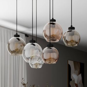 TK Lighting Cubus hanglamp, 6-lamps, helder/honing/bruin, glas, E27
